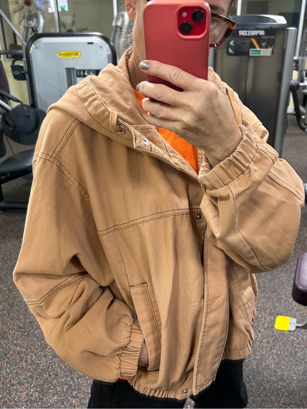 RARE ASOS CURVE! sz 20 hooded heavy cropped work Jacket in blush Tan